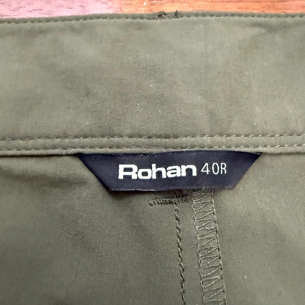 Rohan Riviera Trousers Mens 40R Green Insect Shield UPF 40+ Hiking Travel Pants